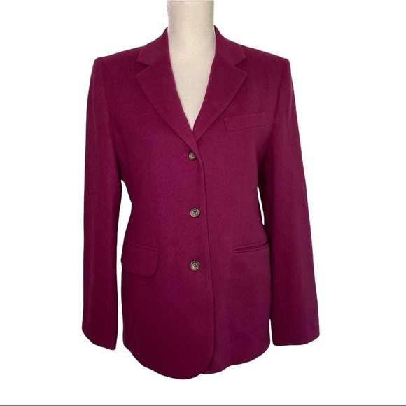 L.L. Bean Purple Wool Cashmere Blend Blazer Jacket Size 10 - Picture 1 of 9
